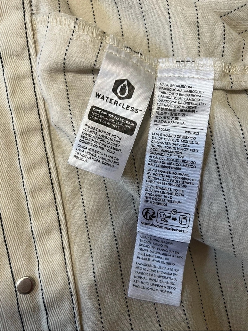 Levi's Sunrise Trucker Jacket XL Bleached Boulevard Stripe Canvas Coat NWOT - Picture 7 of 13